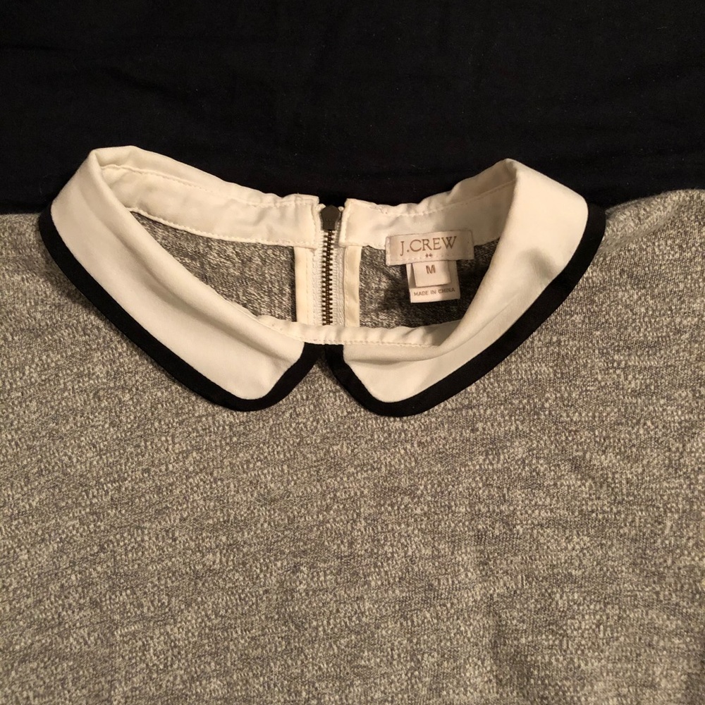 j. crew collared grey quarter sleeve sweater
